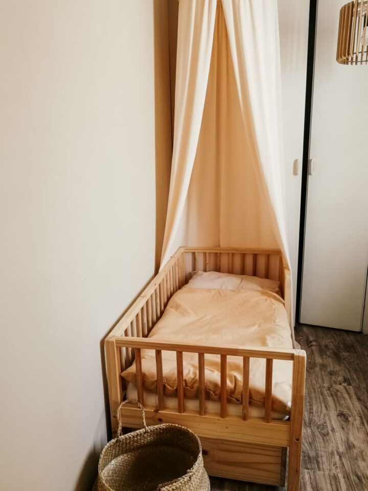 kids toddler bed wood with storage drawer scandi look boho