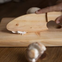 Wooden Kids Cutting Set (2 Knifes + board)